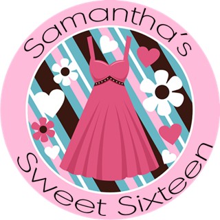  Party Dress | Sweet 16 - Round Personalized Birthday Party Sticker Labels 